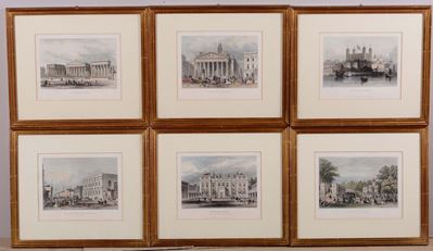 Serie di Dodici Stampe Raffiguranti Vedute e Palazzi Inglesi, Inghilterra XIX Secolo