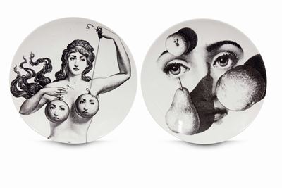 Fornasetti, Coppia di piatti della serie “Tema e Variazioni”
