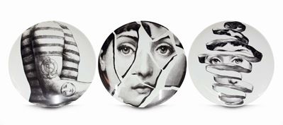 Piero Fornasetti, Tre piatti in porcellana della serie «Tema e Variazioni»