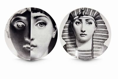 Piero Fornasetti, Due piatti in porcellana della serie “Tema e Variazioni”