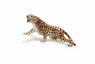Ronzan, Torino, Figura di leopardo in terraglia dipinta a colaggio