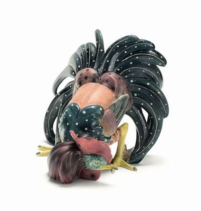 Lenci, Figura di gallo in terraglia a colaggio dipinta, Mario Sturani (1906–1978), Torino, 1930 c...