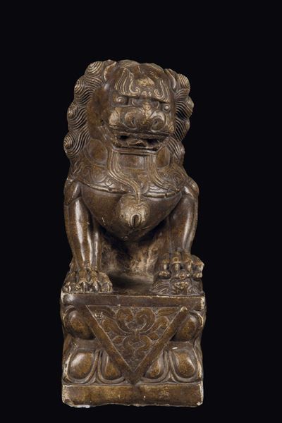 Figura di Cane di Pho Scolpito in Saponaria, Cina, Dinastia Qing, XIX Secolo