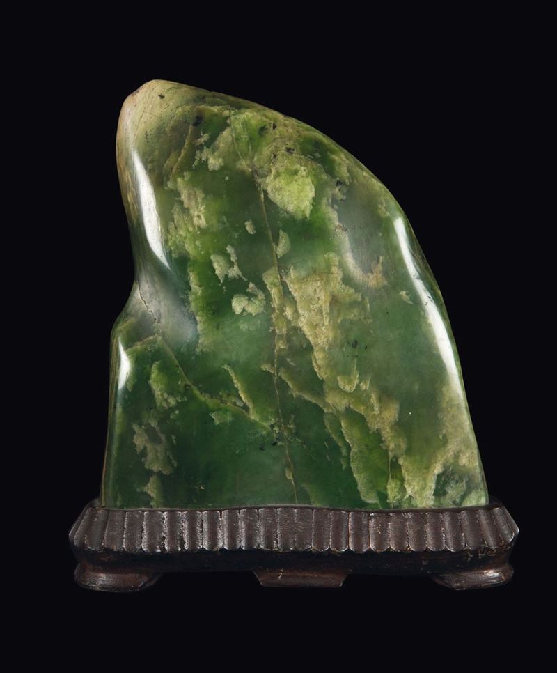 A green jade schoolar rock, China, Qing Dynasty, 19th century  - Auction Fine Chinese Works of Art - Cambi Casa d'Aste