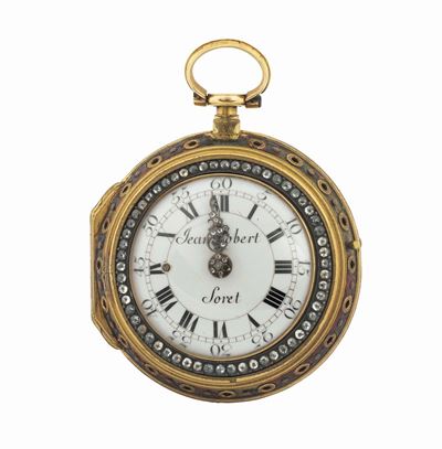 Jean Robert Soret, Geneva, Orologio da Tasca, con Ripetizione, in Oro Giallo 18k con Smalti . Rea...