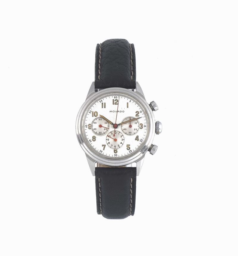 MOVADO, orologio da polso, cronografo, in acciaio, impermeabile. Realizzato nel 1950 circa  - Asta Orologi da Polso e da Tasca - Cambi Casa d'Aste