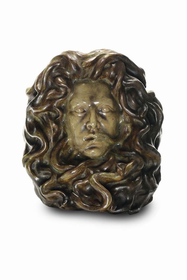 Chini Arte della Ceramica, disegno Giorgio Kienerk (1869-1948), Firenze, 1900 ca Medusa