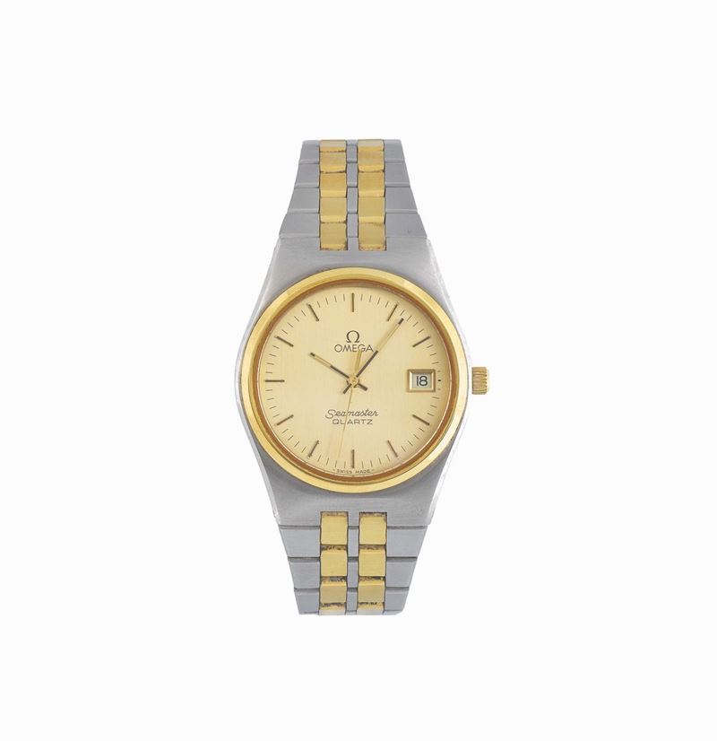 OMEGA, Seamaster Quartz Ref. 1960195, center seconds, water resistant, stainless steel and gold-plated quartz wristwatch with date and a steel Omega deployant clasp. Made circa 1970  - Auction Watches and Pocket Watches - Cambi Casa d'Aste