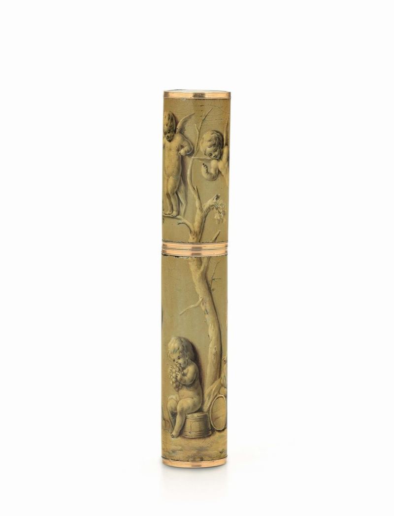 A stickpin case in papier maché and gold  - Auction Collectors' Silvers - Cambi Casa d'Aste