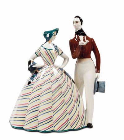 Lenci, Dama e cavaliere, disegno di Massimo Quaglino (1899-1982), Torino, 1932 ca.