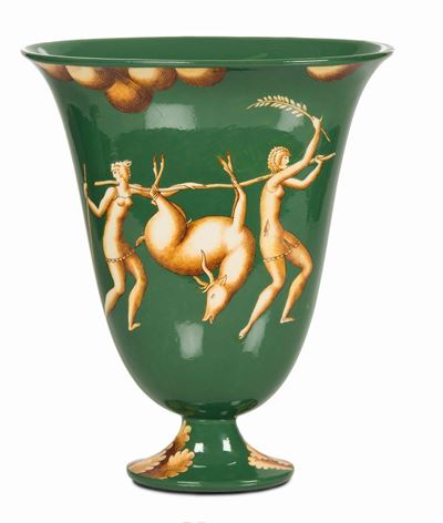 Richard Ginori, Vaso “Venatoria” in terracotta maiolicata, marchio e firma, Sesto Fiorentino, cir...
