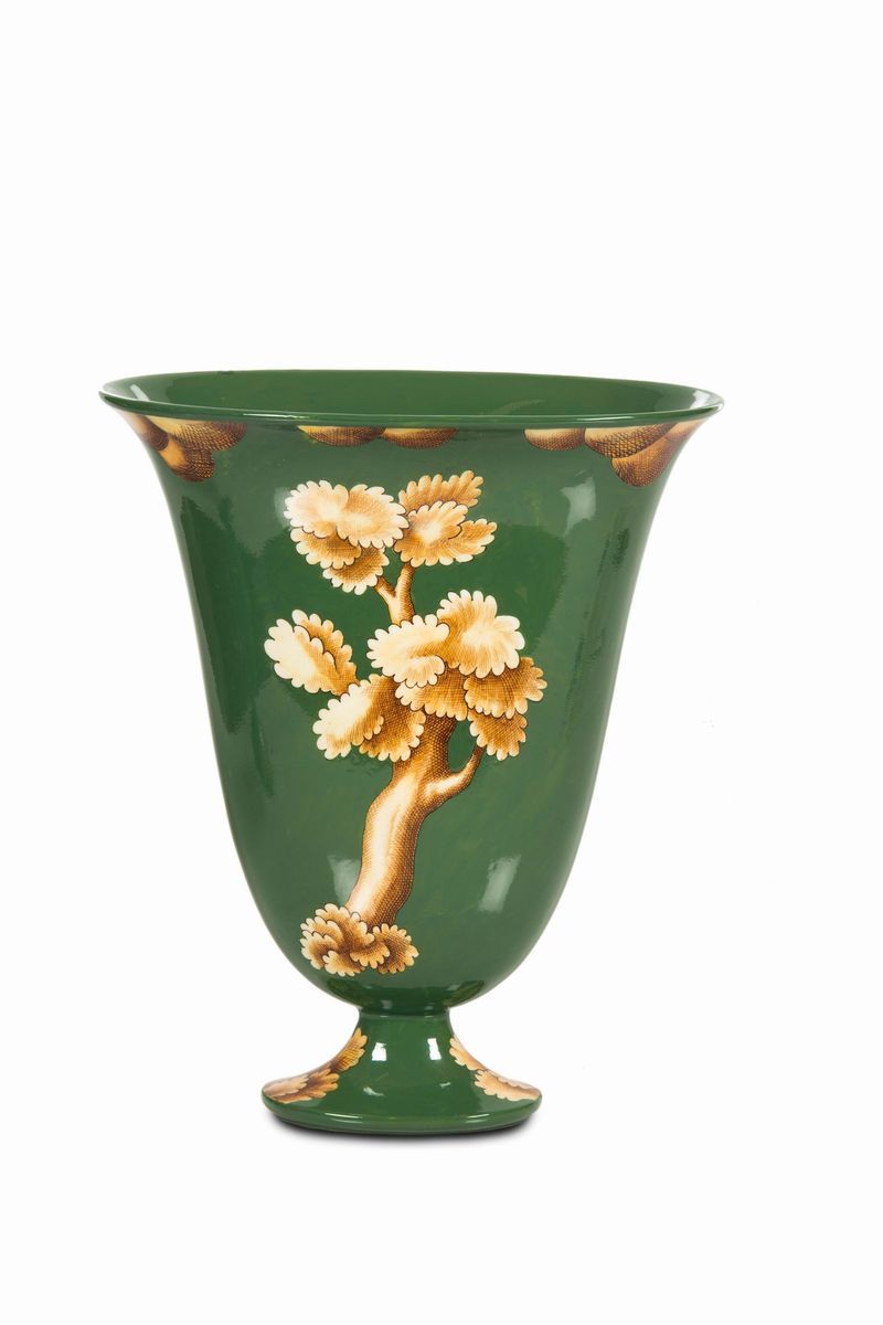Richard Ginori, Vaso “Venatoria” in terracotta maiolicata, marchio e firma, Sesto Fiorentino, cir...