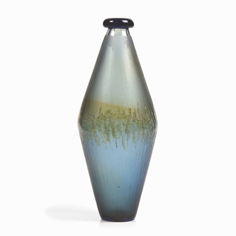 EOS, Toots Zinsky design, 1992 ca. A heavy glass vase with powdered decorations and a wrought surface, Voltacuore series.  - Auction Murano 1890-1990. Un secolo di arte vetraria - II - Cambi Casa d'Aste