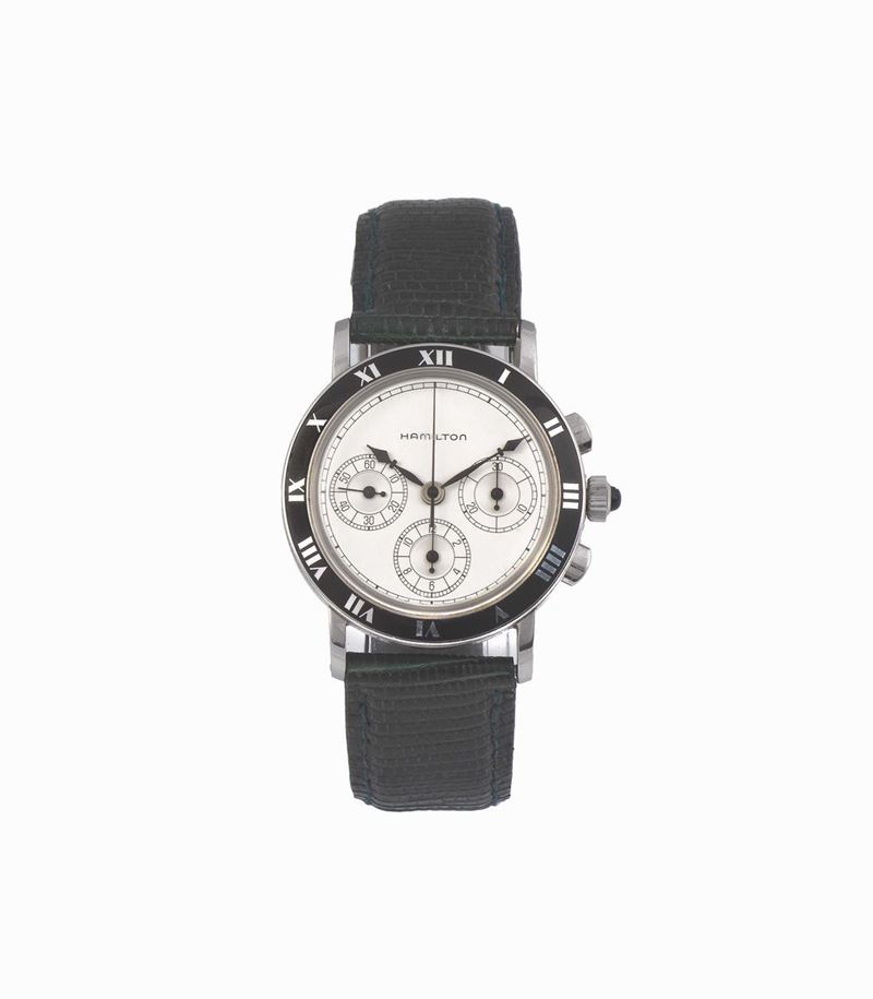 HAMILTON, Watch&Co., Piping Rock, orologio da polso, in acciaio, cronografo. Realizzato nel 1990 circa  - Asta Orologi da Polso e da Tasca - Cambi Casa d'Aste