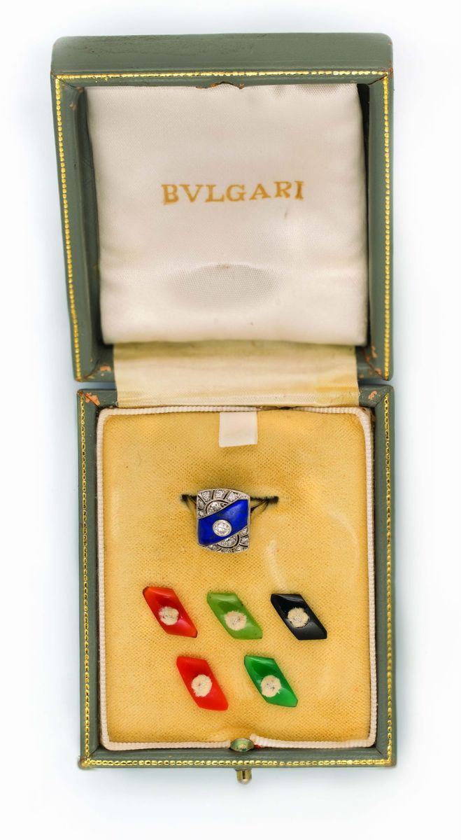 A diamond, gem-set and platinum ring. Bulgari  - Auction Jewels - II - Cambi Casa d'Aste