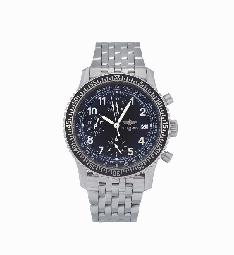 BREITLING, “AVIASTAR”, Ref. A13024, CASE:3262, stainless steel chronograph wristwatch with date and a stainless steel Breitling bracelet with deployant clasp. Accompanied by the original box  - Auction Watches and Pocket Watches - Cambi Casa d'Aste