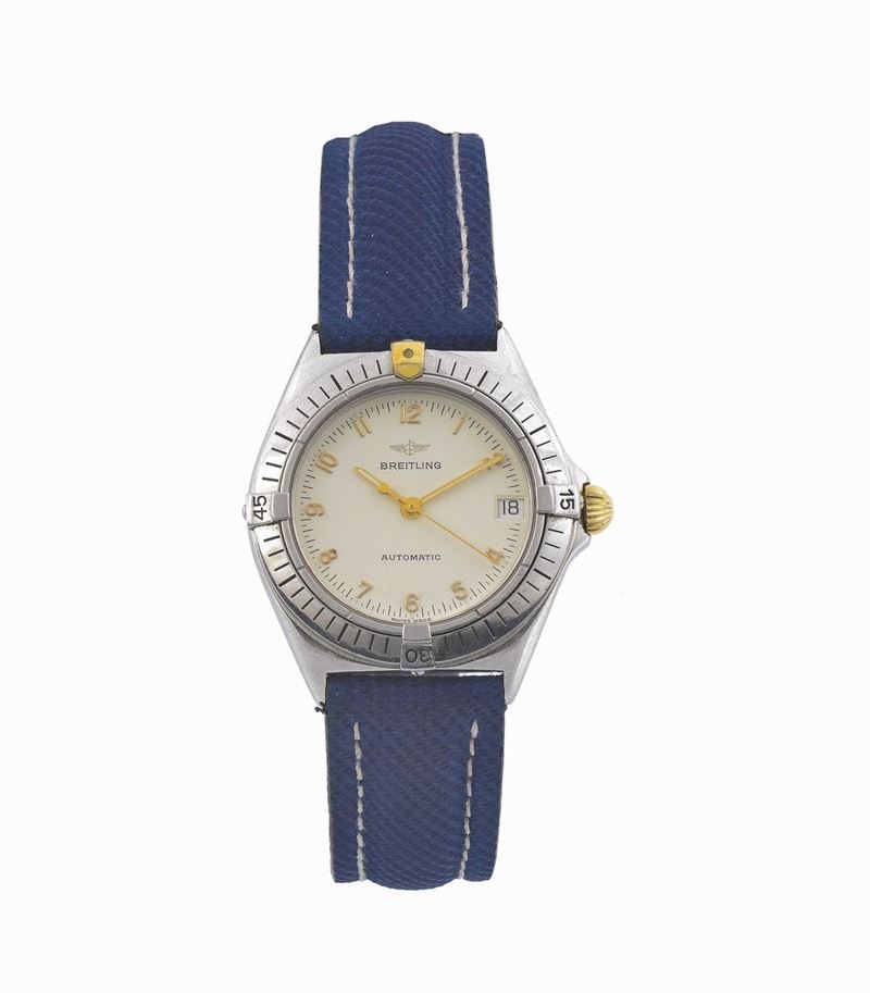 BREITLING, Callisto, Ref. 80550, center second, self-winding, water resistant, stainless steel wristwatch with date and a steel breitling buckle. Made circa 1990  - Auction Watches and Pocket Watches - Cambi Casa d'Aste