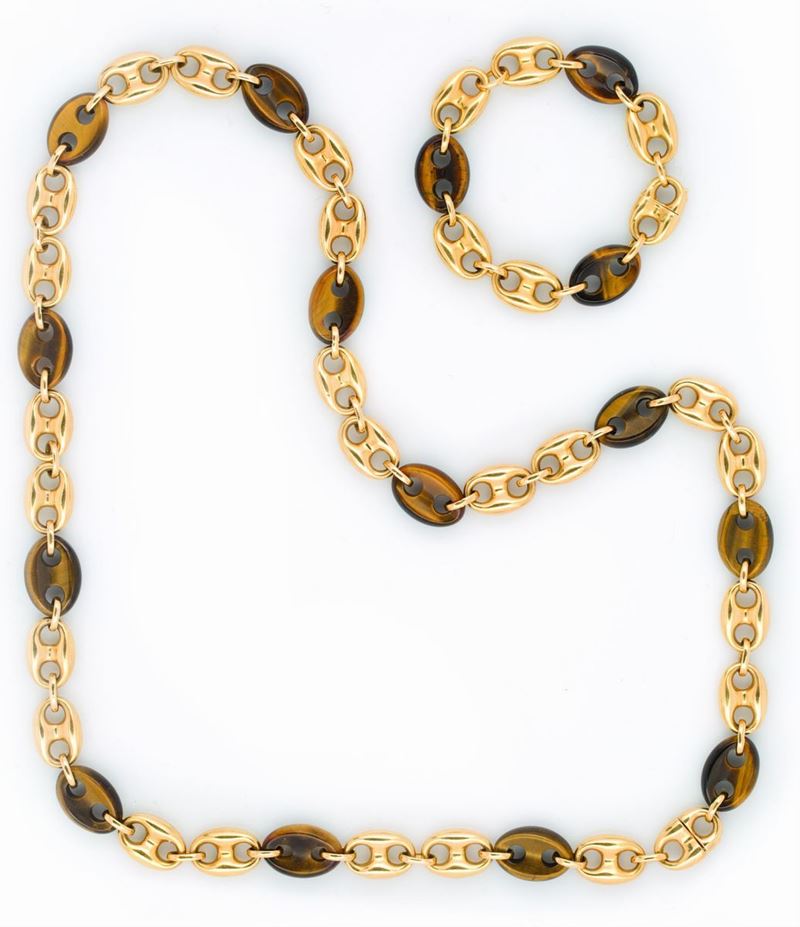A gold and tiger's eye demi parure  - Auction Jewels - II - Cambi Casa d'Aste