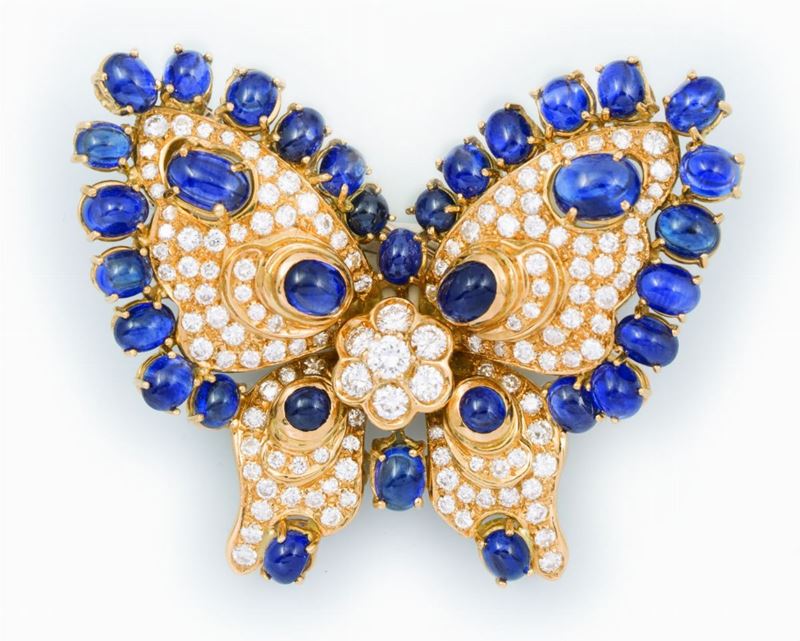 A sapphire and diamond brooch  - Auction Jewels - II - Cambi Casa d'Aste