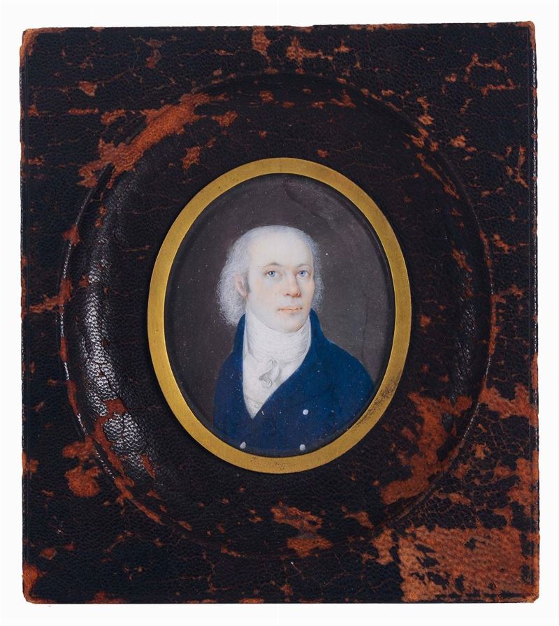 Miniatura raffigurante ritratto maschile, XIX secolo  - Auction Fine art - II - Cambi Casa d'Aste