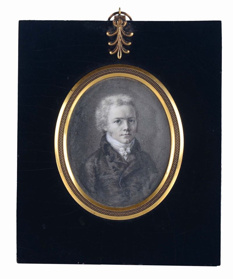 Miniatura raffigurante ritratto maschile, XIX secolo  - Auction Fine art - II - Cambi Casa d'Aste