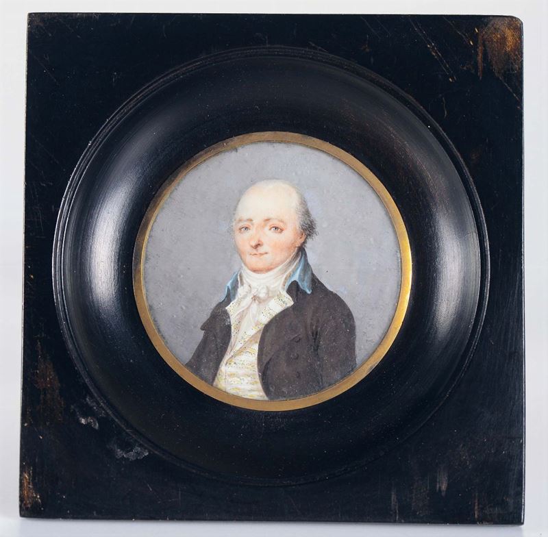 Miniatura raffigurante ritratto maschile, XIX secolo  - Asta Antiquariato - II - Cambi Casa d'Aste