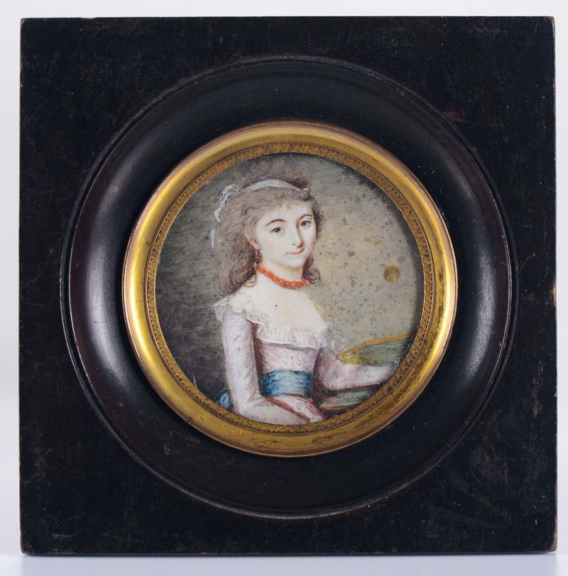 Miniatura raffigurante figura femminile, fine XVIII secolo  - Asta Antiquariato - II - Cambi Casa d'Aste