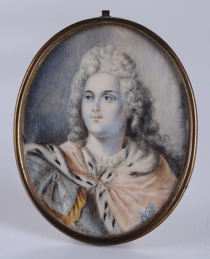 Miniatura raffigurante ritratto di Luigi XIV, XIX secolo  - Auction Fine art - II - Cambi Casa d'Aste