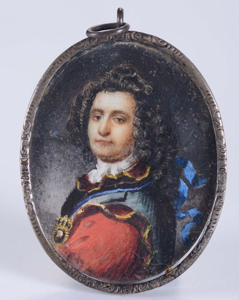 Miniatura raffigurante ritratto di Luigi XIV, XIX secolo  - Auction Fine art - II - Cambi Casa d'Aste