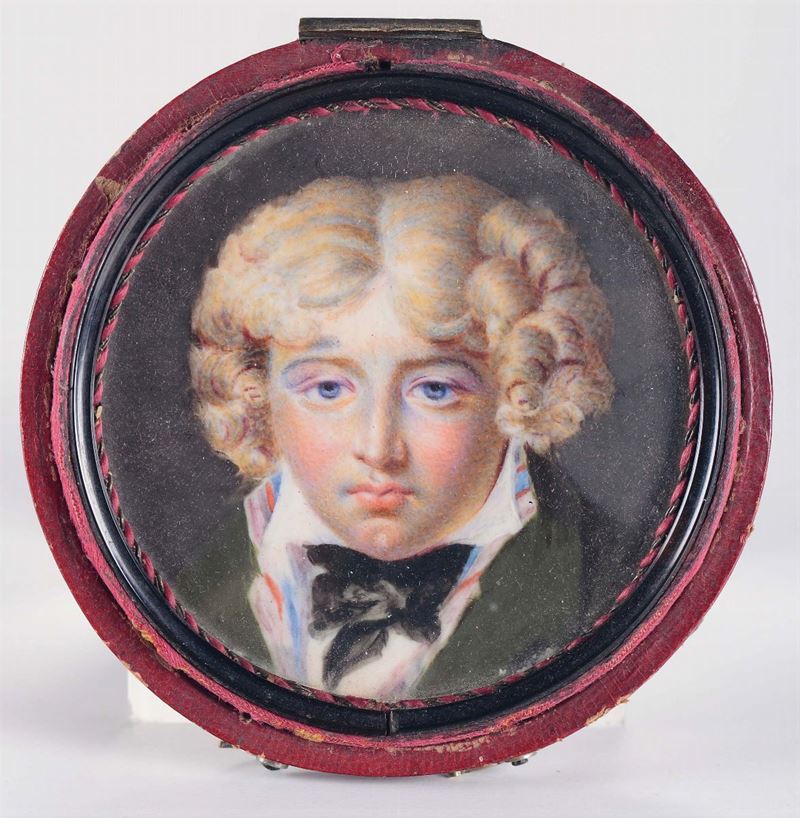Miniatura raffigurante ritratto maschile di giovane biondo, XVIII-XIX saecolo  - Asta Antiquariato - II - Cambi Casa d'Aste
