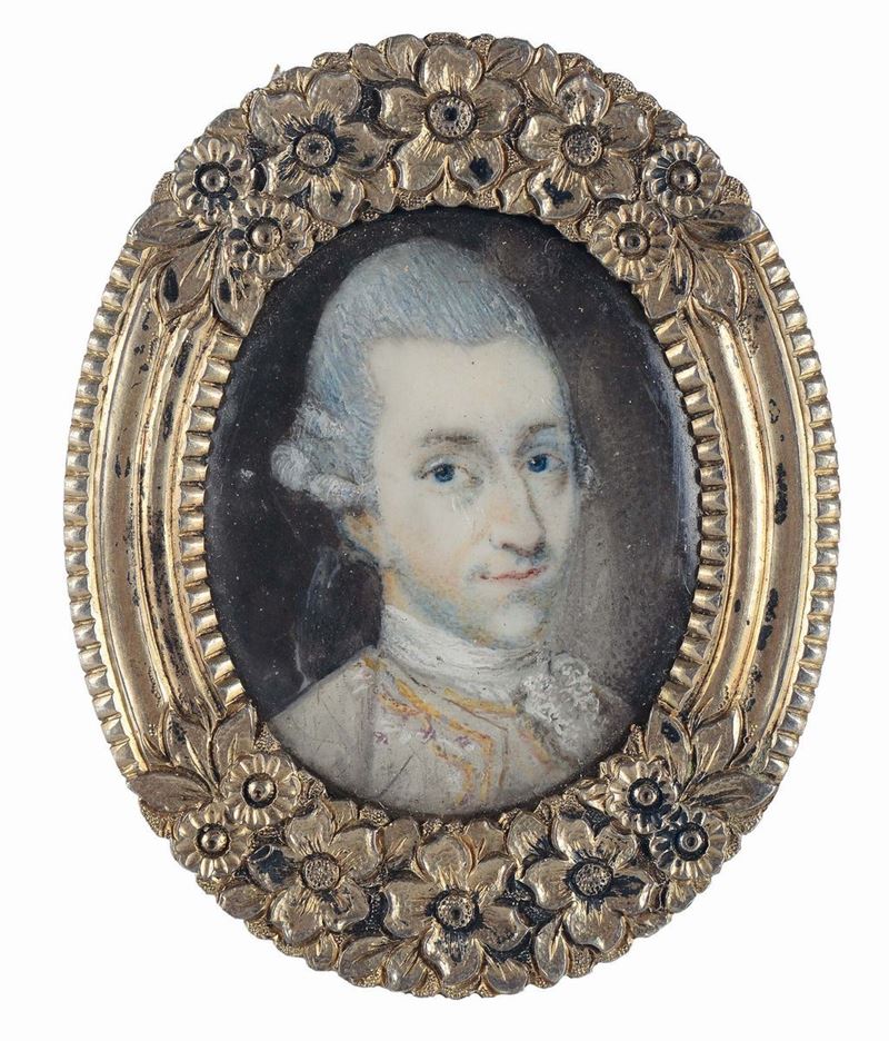 Miniatura raffigurante ritratto maschile, seconda metà del XVIII secolo  - Auction Fine art - II - Cambi Casa d'Aste