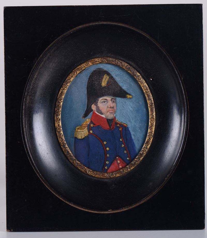 Miniatura raffigurante ritratto di ufficiale, XIX secolo  - Asta Antiquariato - II - Cambi Casa d'Aste