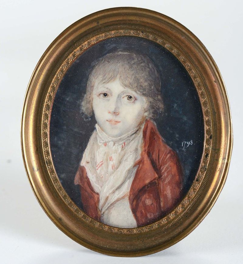 Miniatura raffigurante bambino, fine XVIII secolo  - Asta Antiquariato - II - Cambi Casa d'Aste