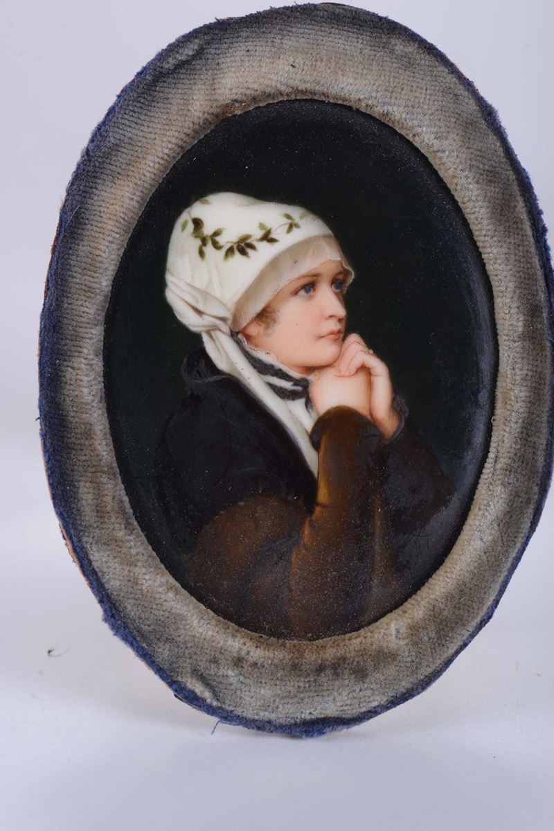Miniatura raffigurante fanciulla orante, XIX-XX secolo  - Auction Fine art - II - Cambi Casa d'Aste