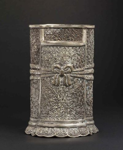 Portapennelli in Argento, Cina, Dinastia Qing, XIX Secolo