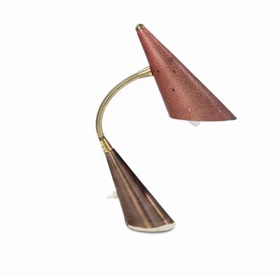 Lampada da Tavolo in Ottone e Metallo Laccato.