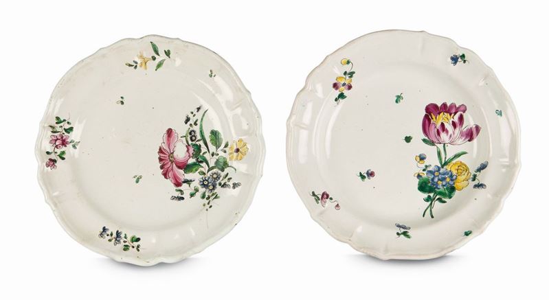 Two maiolica dishes, Lombard area, second half of the 18th century  - Auction Majolica and porcelain from the 16th to the 19th century - Cambi Casa d'Aste