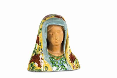 Manifattura Minghetti, Bologna, Madonna, terracotta maiolicata (XX secolo, 1920 ca.)