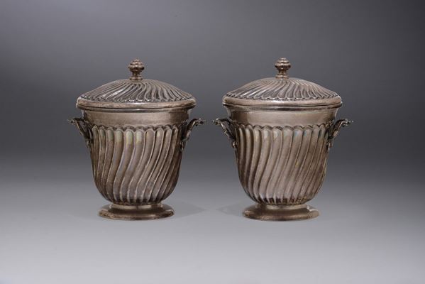 A pair of silver ice buckets, Italy, 20th century, maker Buccellati