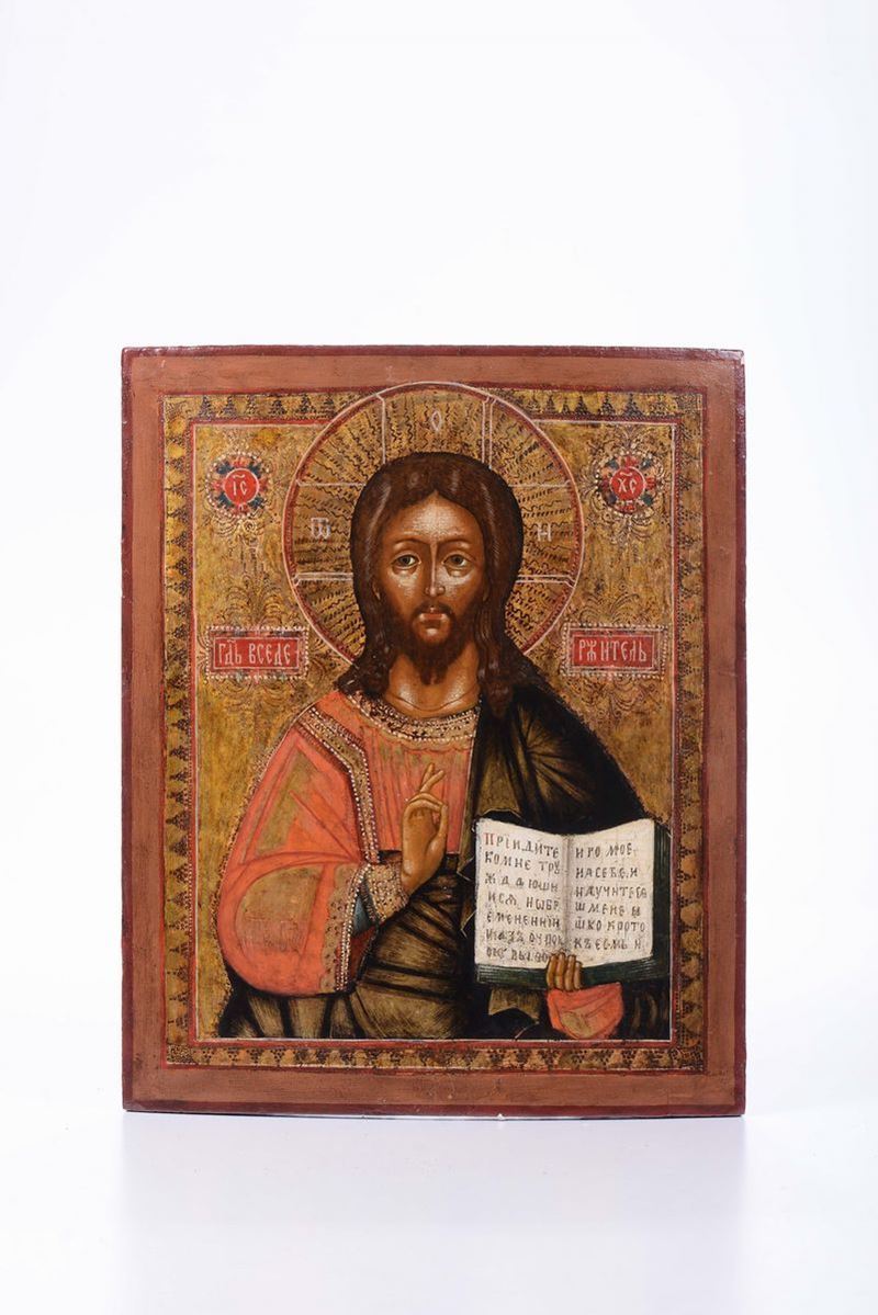 Icona raffigurante Cristo Pantocratore, XIX secolo  - Asta Antiquariato - Cambi Casa d'Aste