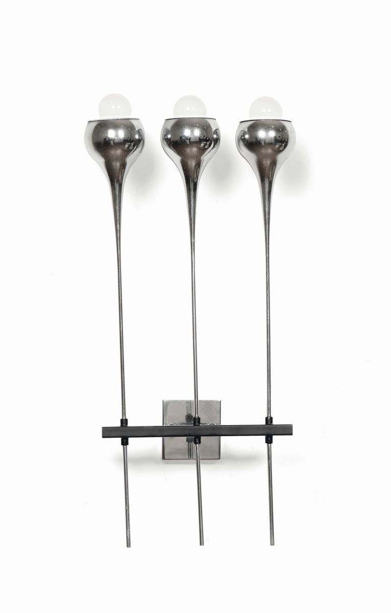Tre Appliques in Metallo e Metallo Laccato Prod. Esperia, Italia, 1970 Ca.