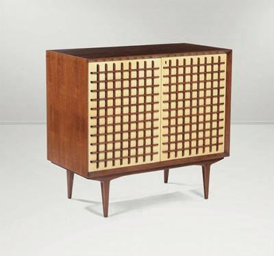 Coppia di Mobili Contenitori in Legno. Prod. Italia, 1950 Ca.