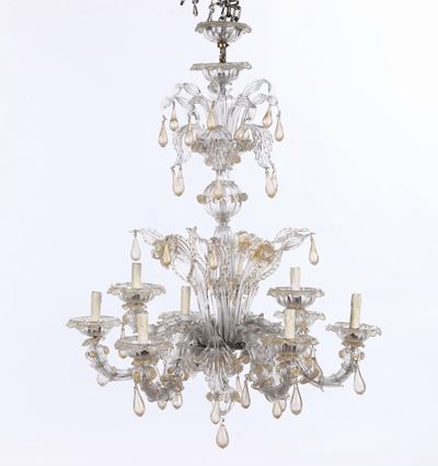 Lampadario in Vetro di Murano a Otto Bracci, XX Secolo