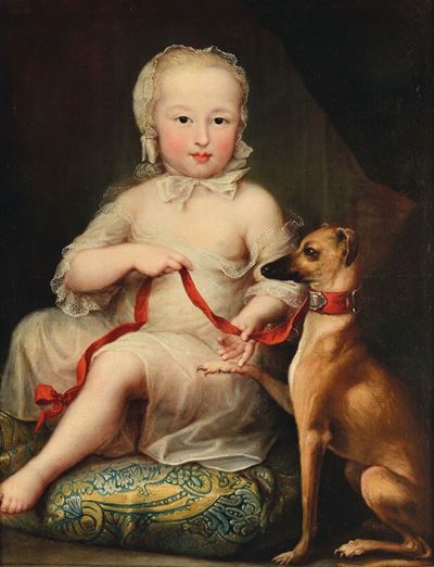 Scuola Austriaca del XVIII Secolofanciulla con Cane