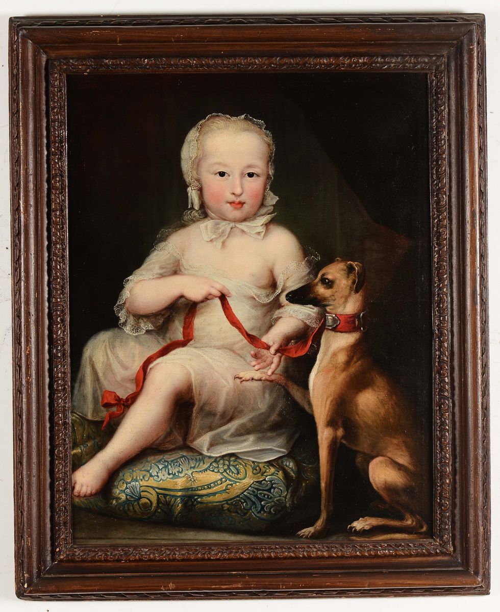 Scuola Austriaca del XVIII Secolofanciulla con Cane