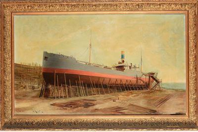 Henry Markò (1855-1921)ritratto di Nave in Cantiere