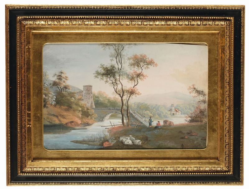 Scuola del XVIII-XIX secolo Paesaggio con figure  - Auction Fine Art - Cambi Casa d'Aste