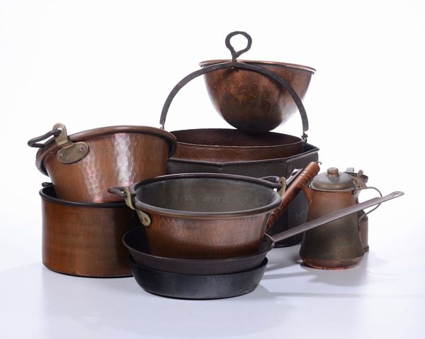 Lotto di dieci pezzi in rame