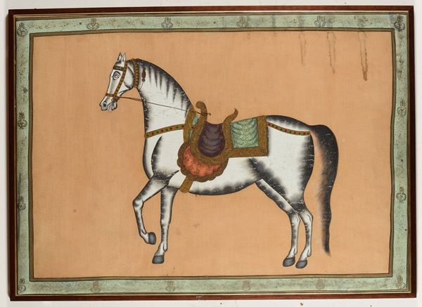 Tessuto dipinto con cavallo