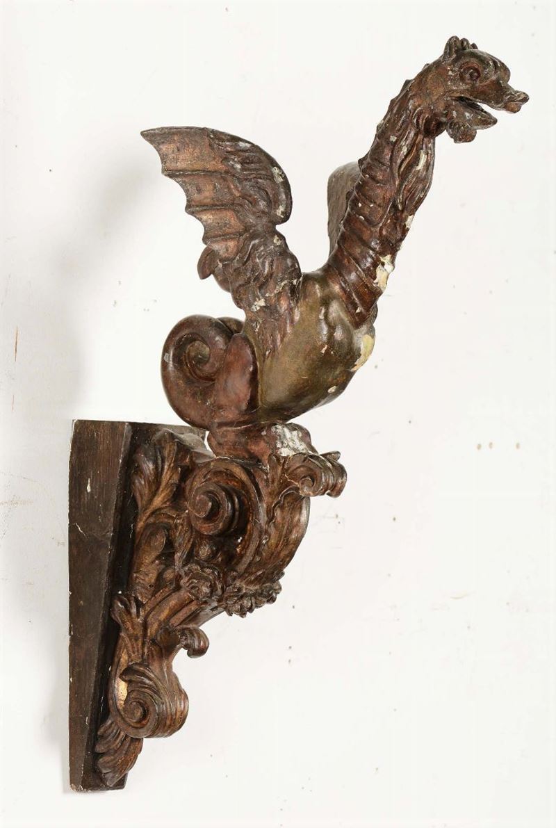 Polena con grifone in legno intagliato e dipinto, XIX secolo  - Auction Maritime Art and Scientific Instruments - Cambi Casa d'Aste